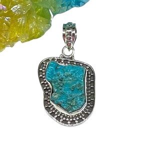 Sterling Silver Turquoise Pendant Necklace - Blue Stone Sterling Accent